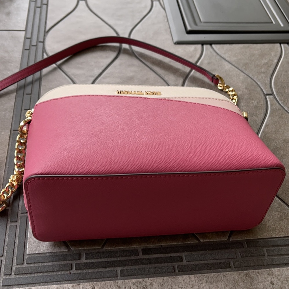 Michael Kors Jet Set Travel Medium Dome Crossbody Rosewood Leather - Picture 3 of 16